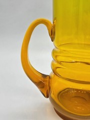 7pc MCM Lucyna Pijaczewska Poland Art Glass Jug Glasses Yellow/Orange *GLOWS