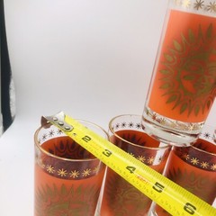 7 Vintage Celestial Aztec Sun Atomic ￼24K Gold Jeanette Highball￼ Tumbler MCM