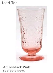 Set of 4 MIKASA For Studio Nova ADIRONDACK Pink Footed Iced Tea 6¼” Aztec EUC