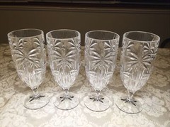 4~ GODINGER Shannon Crystal SOUTH BEACH Palm Tree Water Goblets/Iced Tea Glasses