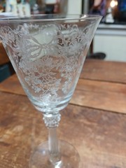 Fostoria Etched Romance Water Goblet 7 1/2″ Elegant wine glass Replacement BOW