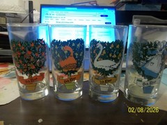 INDIANA~AMERICAN GLASS #2350~TWELVE DAYS OF CHRISTMAS~12 oz GLASSES~NEW/OPEN BOX