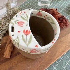 Handmade Ceramic Travel Mug Hand Painted Floral Stoneware Coffee Cup To Go Mug