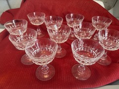 11 VTG Cristal d’ Arques POMPADOUR Champagne Tall Sherbet CRYSTAL GLASSES France