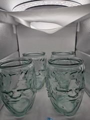 Libbey Frankenstein Face Clear Glass Tumbler Set of 4, 6″ Pressed Glass