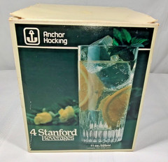 Vintage Anchor Hocking Stanford Tumblers Glasses Lot of 4 Clear Glass Weighted
