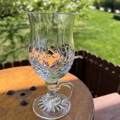 Waterford Crystal Lismore Footed Irish Coffee Glass Mug Engraved Handle Goblet