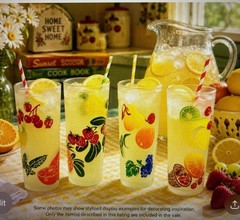 Vintage Federal Glass Frosted Fruit Highball Glasses Set of 4 Lemonade Tumblers