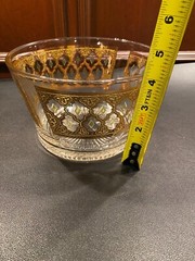 Culver Valencia 22k Gold Ice Bucket, Flat Tumblers & Small Fruit Dessert Bowls