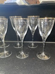 Waterford Marquis Crystal Aillion Wine Glass Gold Trim Lot Of 7 – Two Sizes