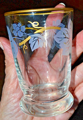4 VINTAGE MCM Libbey Frosted JUICE DRINK Glasses w/Gold Leaf Leaves Pattern EUC!