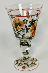 Set of 4 Mary Beth Baxter Hand Painted Sunflower Wine Glasses Certified Int’l