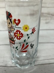Marias de Mexico Glass Tumbler Puebla Mexican Girl Paulo Villagran 5″ Vintage