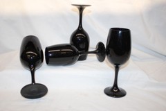 9pc Vintage BLACK AMETHYST 7″ Red & White Wine Glasses and 9″ Champagne Flutes