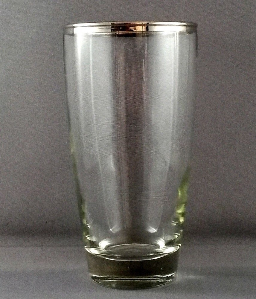 Libbey Tumbler 12 oz Clear w Platinum Rim Highball Glass Cooler 3003-15