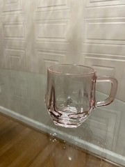 Premium Hands Made Beautiful Coffee Mug Clear Pink Glass.