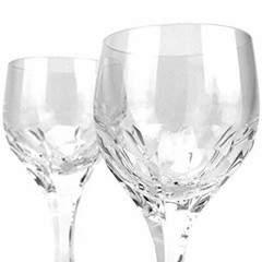 Vista Alegre Wine Glass Evora Cut Crystal Multi Sided 6in 2Pc Set