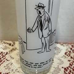 Vintage Federal Glass Adult Cartoon Frosted Tumblers-Set Of 5
