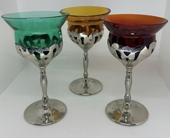 Farber Bros Krome Kraft Cambridge 6 Vintage Art Deco Colored Cocktail Glasses
