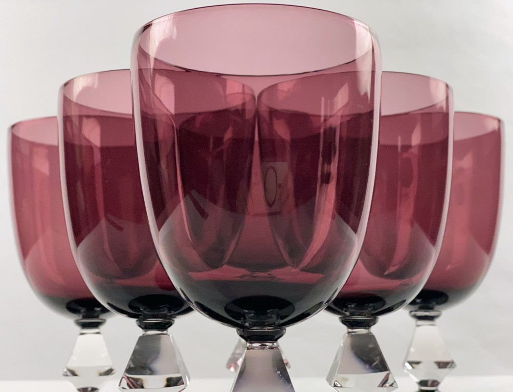 Bryce Aquarius Amethyst Water Goblets Set 7 Crystal Stem Vintage