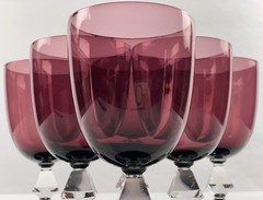 Bryce Aquarius Amethyst Water Goblets Set 7 Crystal Stem Vintage