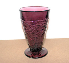 Vtg Tiara Indiana Glass SWEET PEAR Avocado Amethyst Pitcher & 8 Tumbler Glasses
