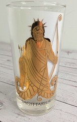 Sagittarius Zodiac Glass Tumbler Gold Vtg Highball 5 1/2″ Astrological Birthday