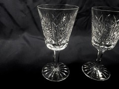 SET OF 2 WATERFORD CRYSTAL CLARE WHITE WINE GLASSES / GOBLETS