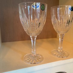 Vintage Bohemia 24% Lead Crystal Wine Glasses Set of 2 Czech Cut Glass