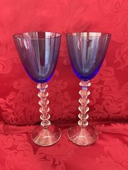 NIB’s FLAWLESS Blue BACCARAT France Two VEGA Crystal FORTISSIMO WINE RHINE Glass
