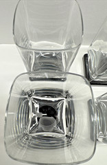 6 Vintage Cristal D’Arques Square Clear & Black Square Base Glasses France