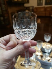 12 Wine Cordial glasses American Brilliant period cut Glass crystal Oval & Split