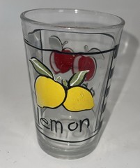 Vintage KIG 7 oz Juice Glasses Tumbler Checker Lemon Apple Indonesia