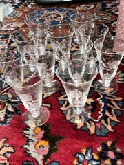 Vintage Fostoria Rose Etched Crystal Footed Iced Tea Glass Goblet 6″