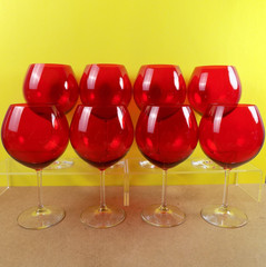 8 Marquis by Waterford Vintage Red Balloon Wine Goblets 8.5″ Tall VGC