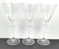 3 Cristal D’Arques Durand Paris France DAMANTIS Clear Optic 8″ Wine Glass
