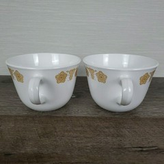 Vtg Corelle Livingware Corning Coffee Tea Mugs Cups Gold Butterfly USA 8oz