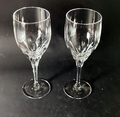 GORHAM DIAMOND WATER GLASSES, Cut Lead Crystal, 8 3/8″, 10 Oz, GERMANY, 2PCS