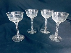 VTG. ROCK SHARPE CRYSTAL 4 ARCTIC ROSE LIQUOR COCKTAILS STEM 3005 1 ICED TEA EXC