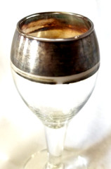 Silver Dipped Band Cordial Bar Glass SET of 6 Small 3.75″ Tall Dorothy Thorpe