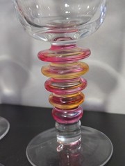 5 LUCITE WATER/WINE GLASSES Rainbow Stem, Carnival Style NEW SET OF 5 Assorted