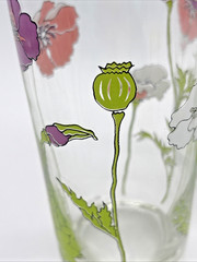3 Signed CULVER Glassware 1960/1970’s Poppies Purple Pink White 14 Oz MCM