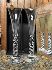 2000 STEM CRTSTAL d ARQUES MILLENNIUM CHAMPAGNE FLUTES SET MINT IN BOX FRANCE