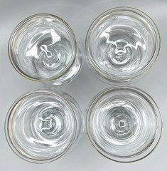 VTG Dorothy Thorpe Style Silver Band Seafood Cocktail Glasses w/ Liners Set of 4
