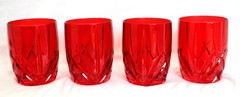 Waterford SET of 4 RED Crystal Marquis Brookside Double Old Fashioned Glasses