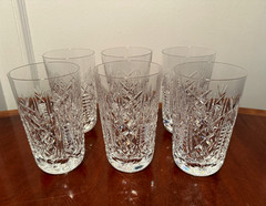 Set 6 WATERFORD CRYSTAL Clare 12 oz. Round-Bottom 5″ Highball Cocktail Tumblers