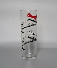 Libbey Glass Tumbler Tom Collins High Ball Fox Hunt Hound Dog Barware Vtg
