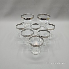 Vintage Set Of 8 Glass Sherbet Dessert Cup 2.75″ Tall, Monogrammed Letter M