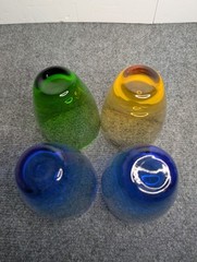 Set Of 4 Assorted Color Lenox Glass Tumbler Glasses Stemless Blue Yellow Green