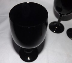 Libbey Black Amethyst Wine Glasses Water Goblets Set of 6